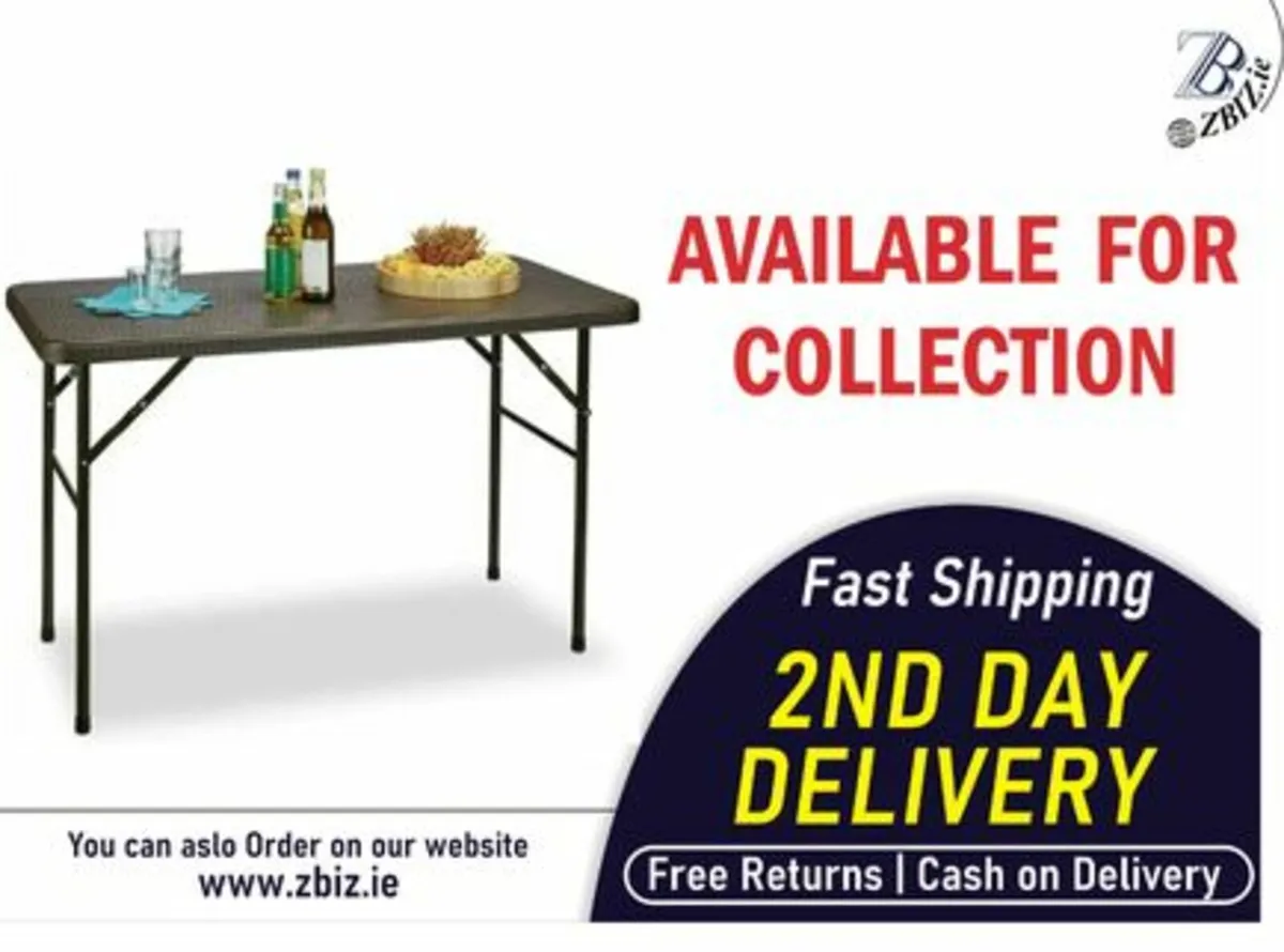 Rattan Style Folding Garden Table Weatherproof - Image 1