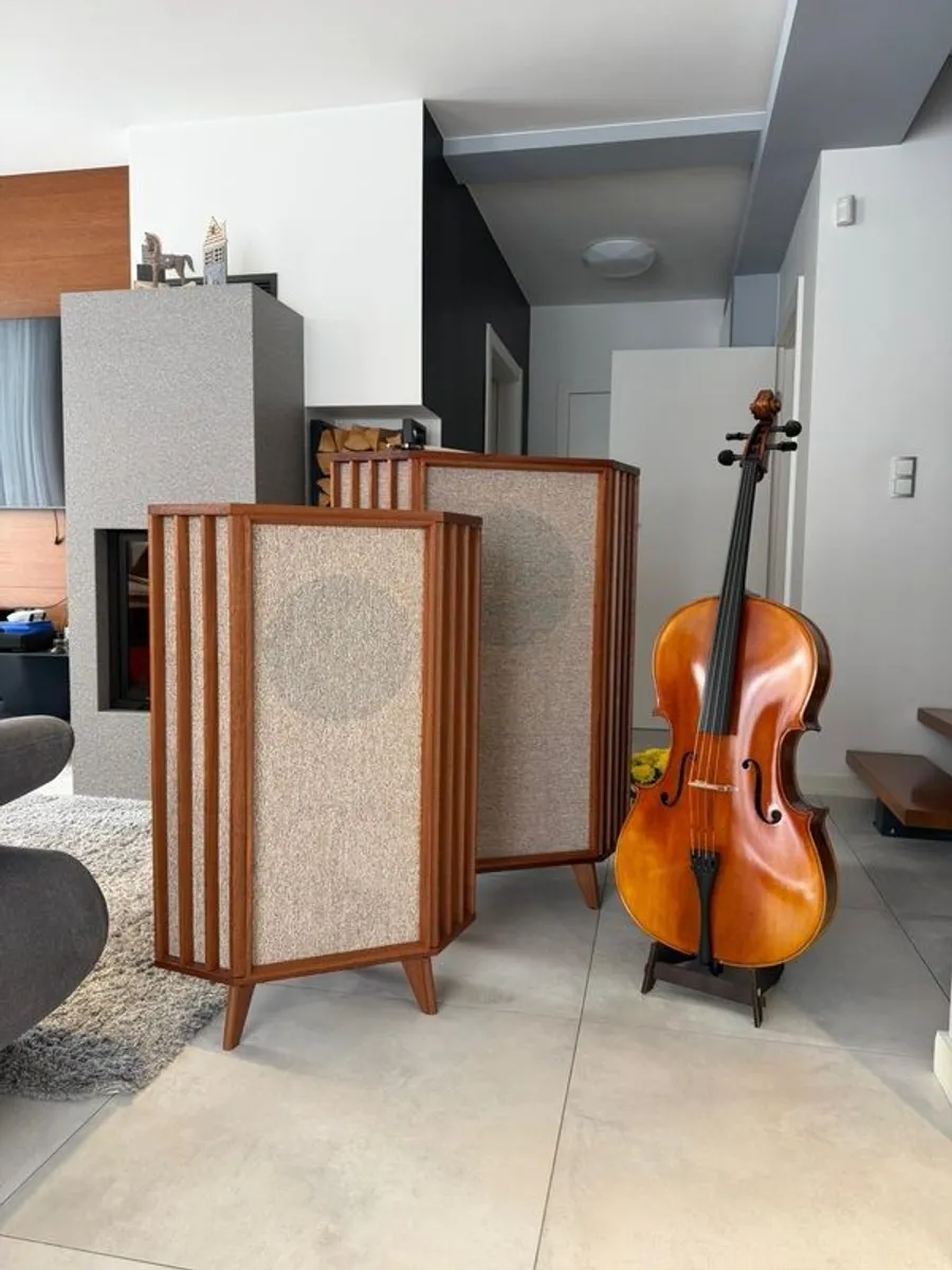 Custom Hand-Crafted Tannoy York Corner Loudspeakers (Silver, Gold, Red, HPD, K3808) - Image 1