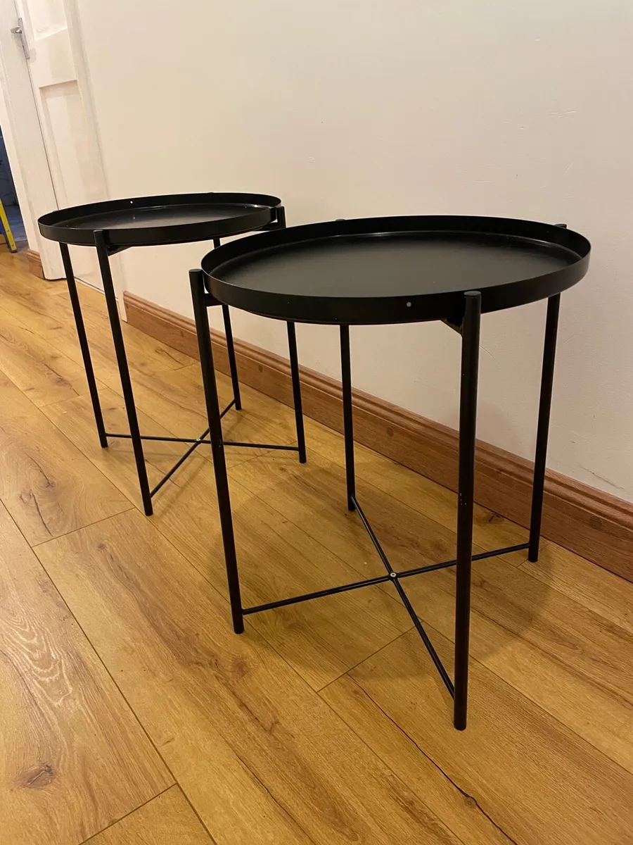 2 black metal side tables - Image 1