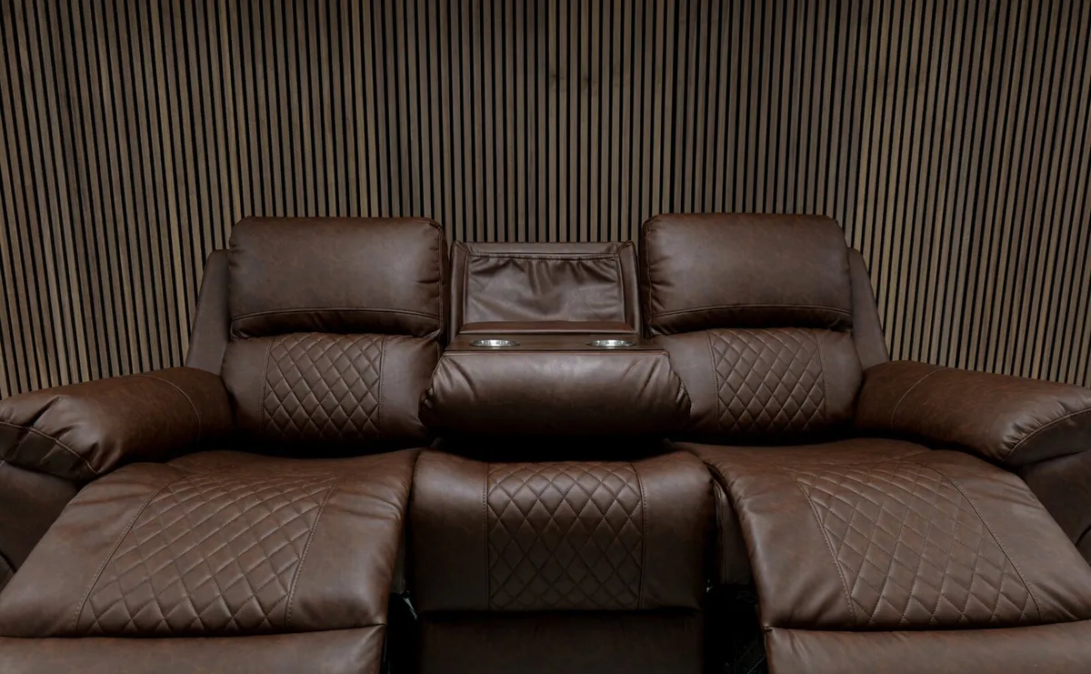 Roman 3+2 Brown Leather Recliner Sofa Set - Image 4