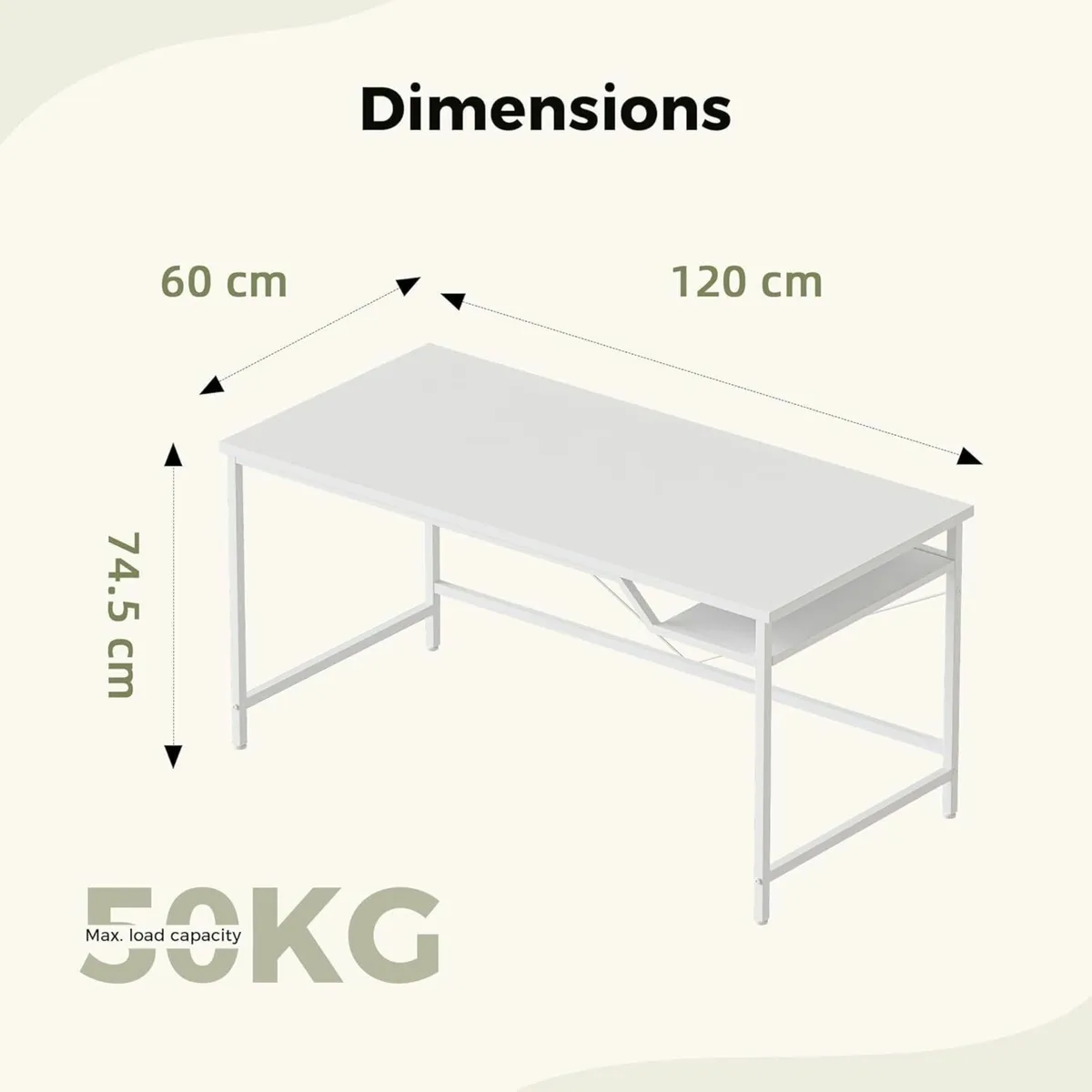 120 cm Computer Desk, Gaming Desk Office, Study - Image 2