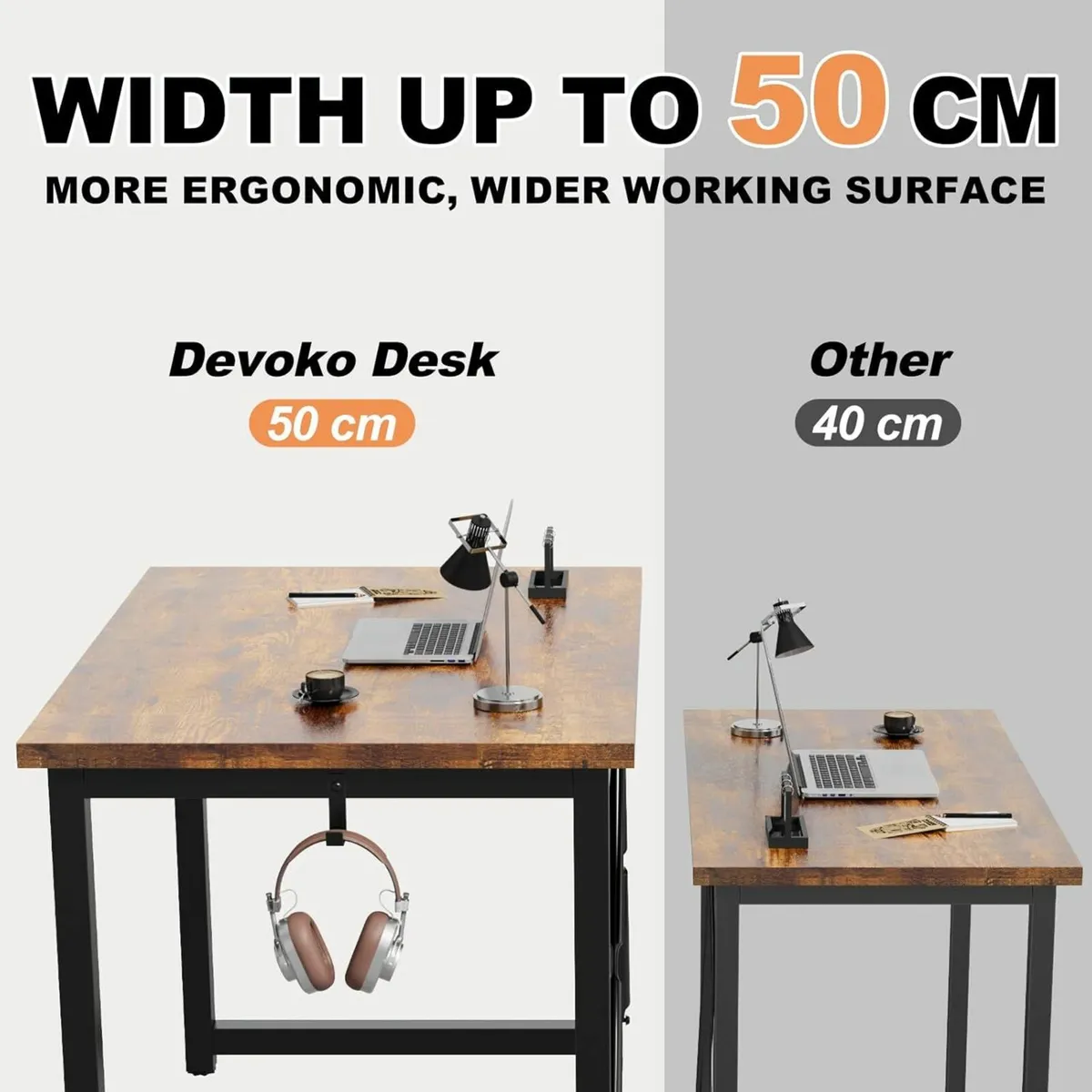 Computer Desk 80x50 cm, Home Office, Study Brown - Image 2