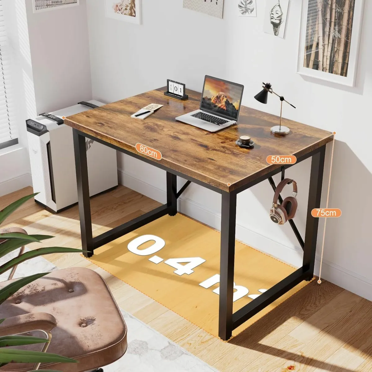 Computer Desk 80x50 cm, Home Office, Study Brown - Image 1