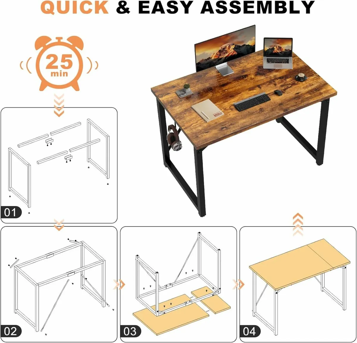 Computer Desk 100x50 cm, Home Office desk Study - Image 2