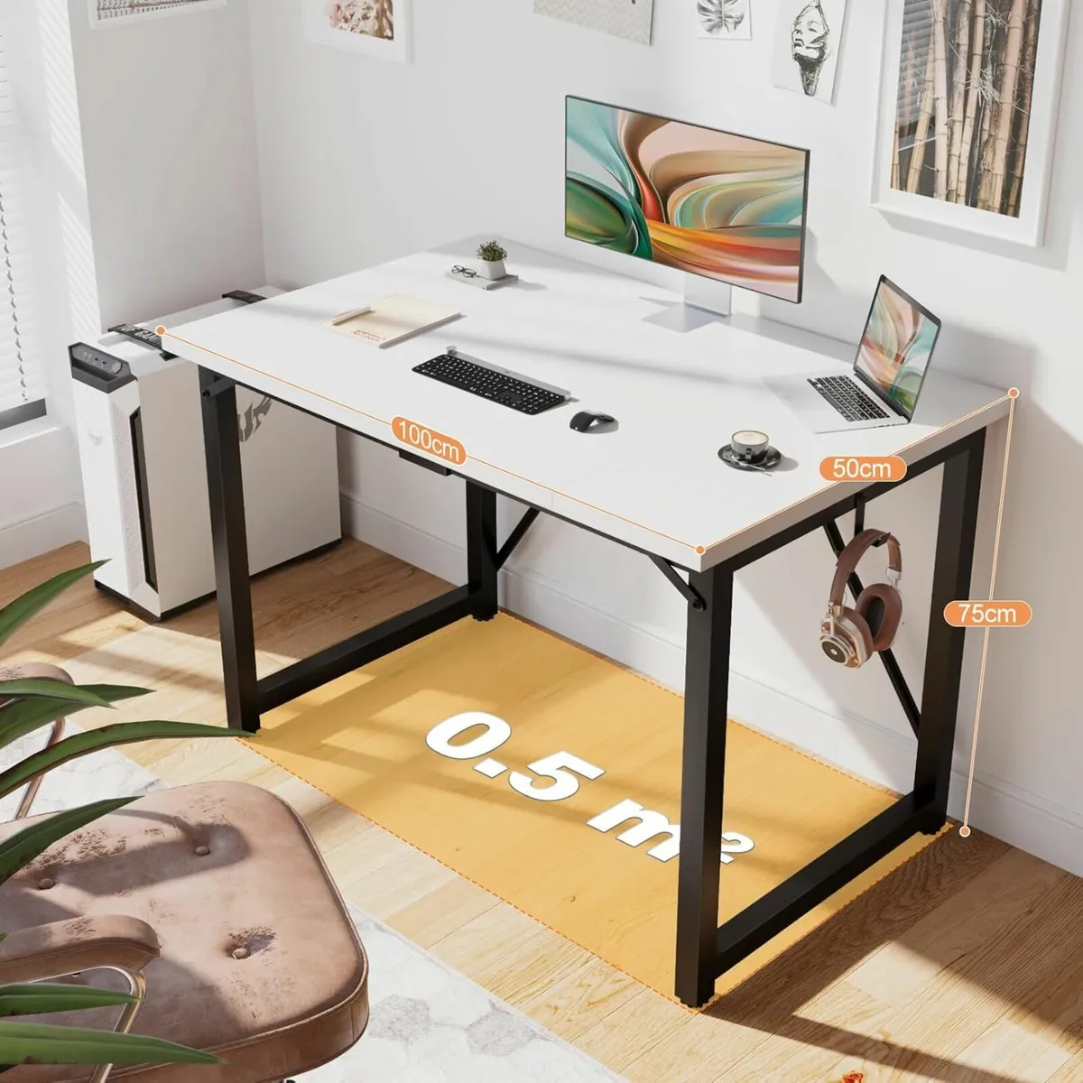 Computer Desk 100 x 50 cm, Home Office desk, Study - Image 2