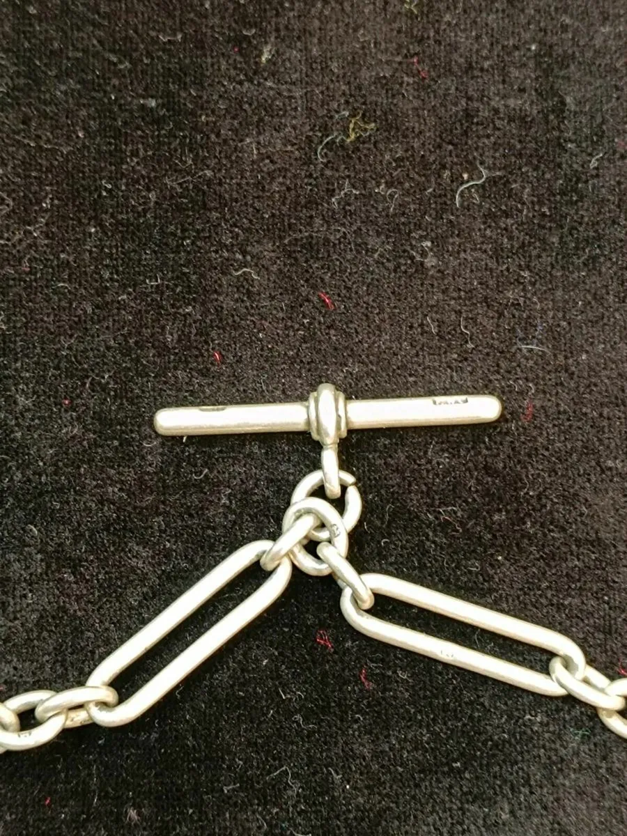 Antique Silver Albert's Chain , T bar - Image 4