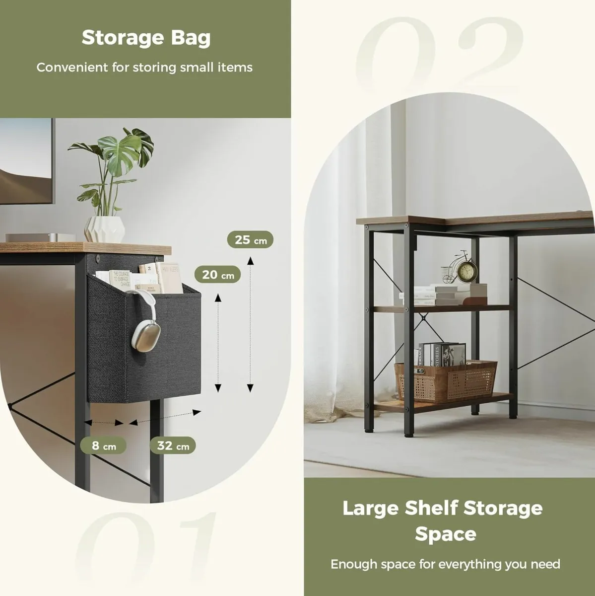 Computer Office L Shaped Desk Power Outlets 100cm - Image 4