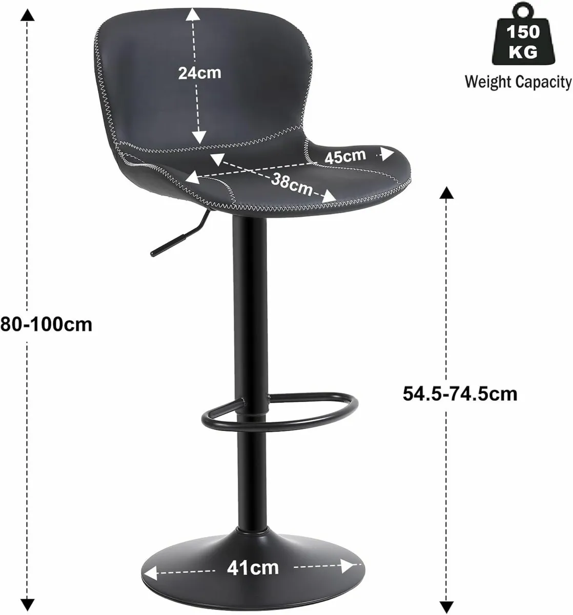 Set of 3, PU Leather Counter Height Barstools - Image 2