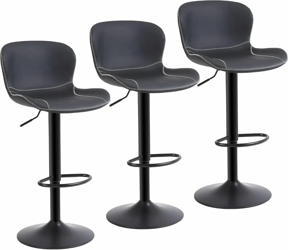 Set of 3, PU Leather Counter Height Barstools - Image 1