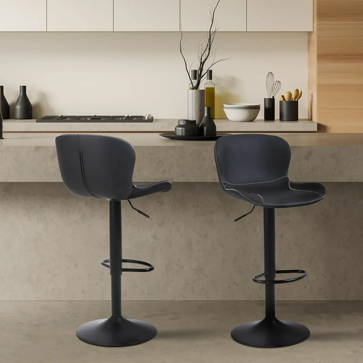 Set of 3, PU Leather Counter Height Barstools - Image 3