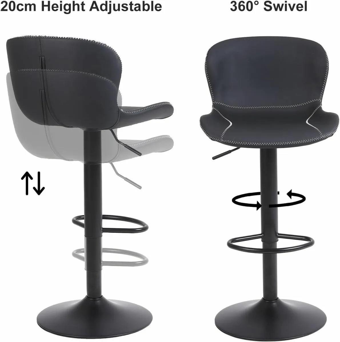 Set of 3, PU Leather Counter Height Barstools - Image 4