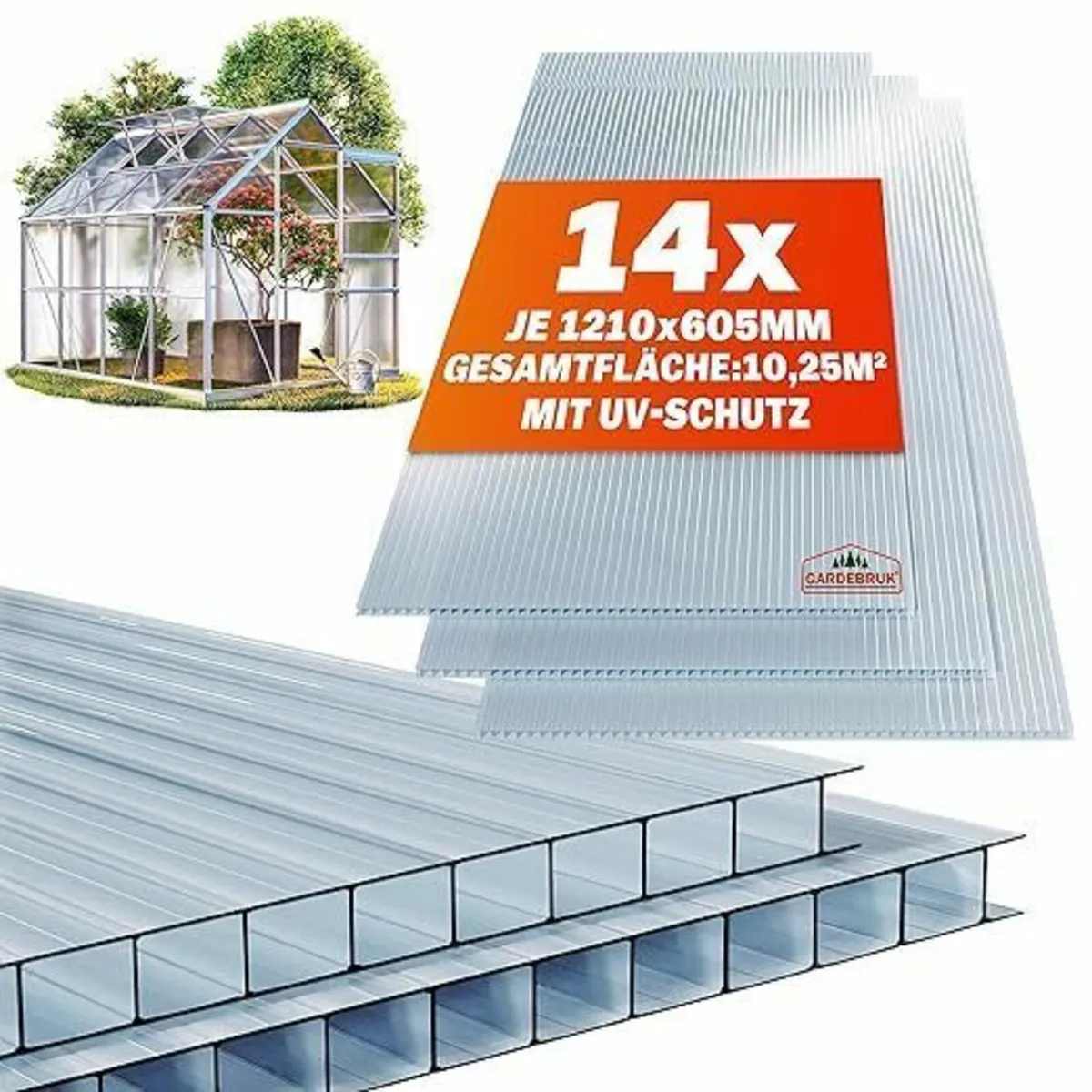 14 x Polycarbonate Twin-Wall Sheets, - Image 1