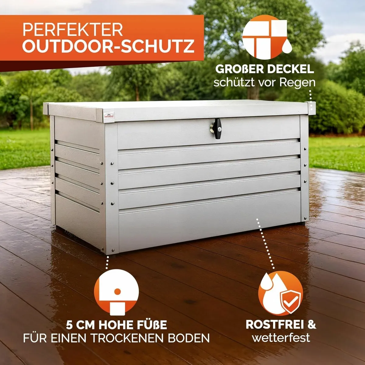 Metal Garden Storage Box 360 Litres Lockable with - Image 2