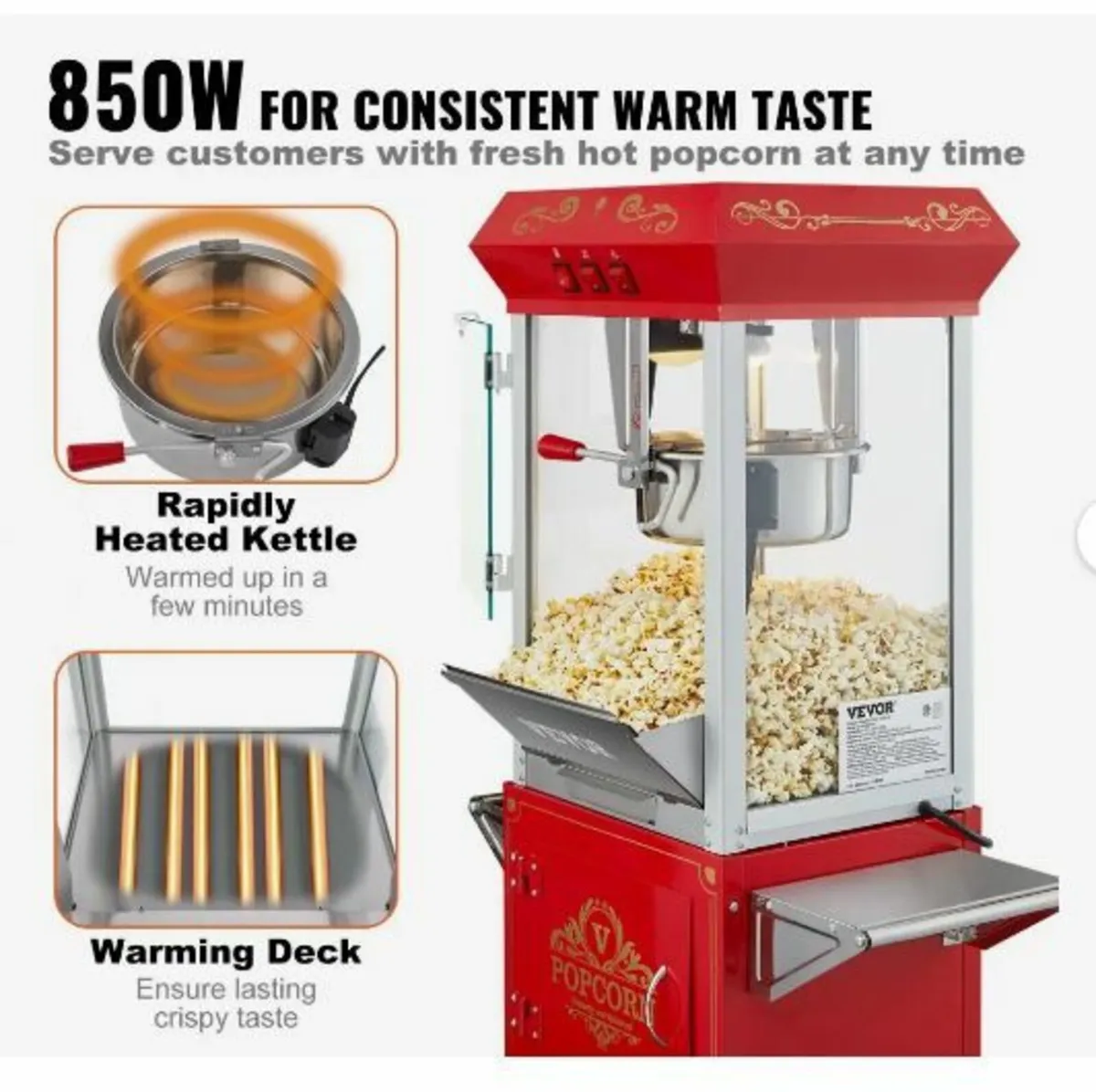 Popcorn Maker with Cart, 850W - Image 2