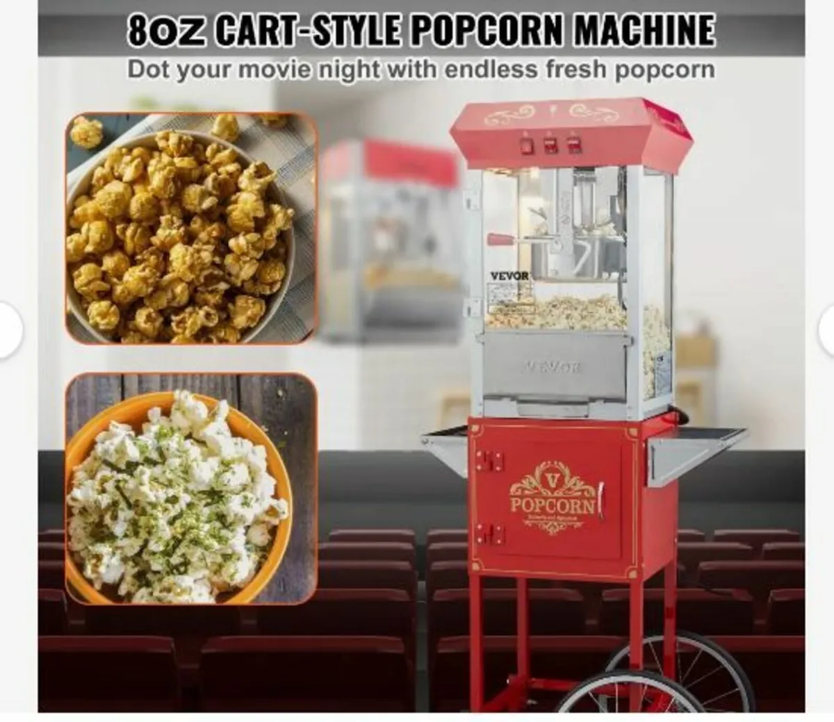 Popcorn Maker with Cart, 850W - Image 3