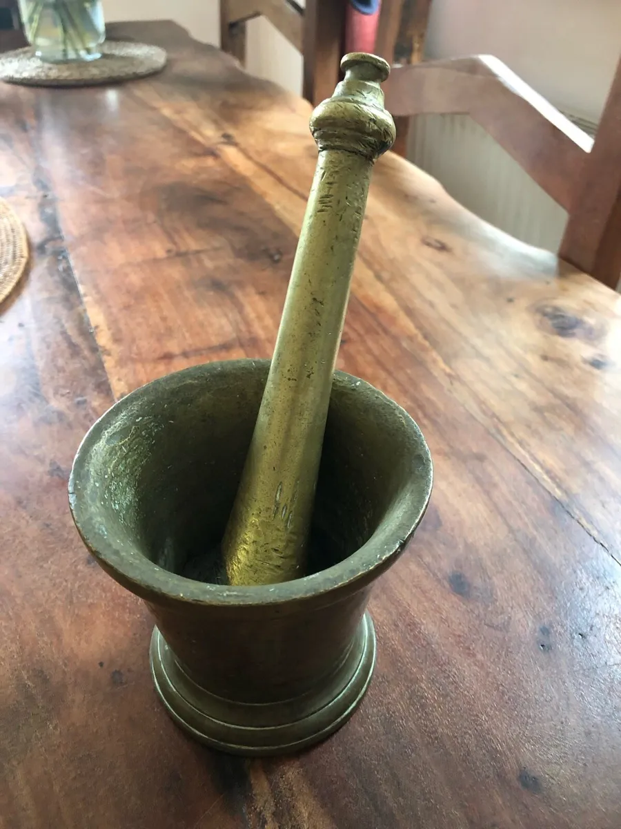 Antique Brass Mortar And Pestle - Image 1