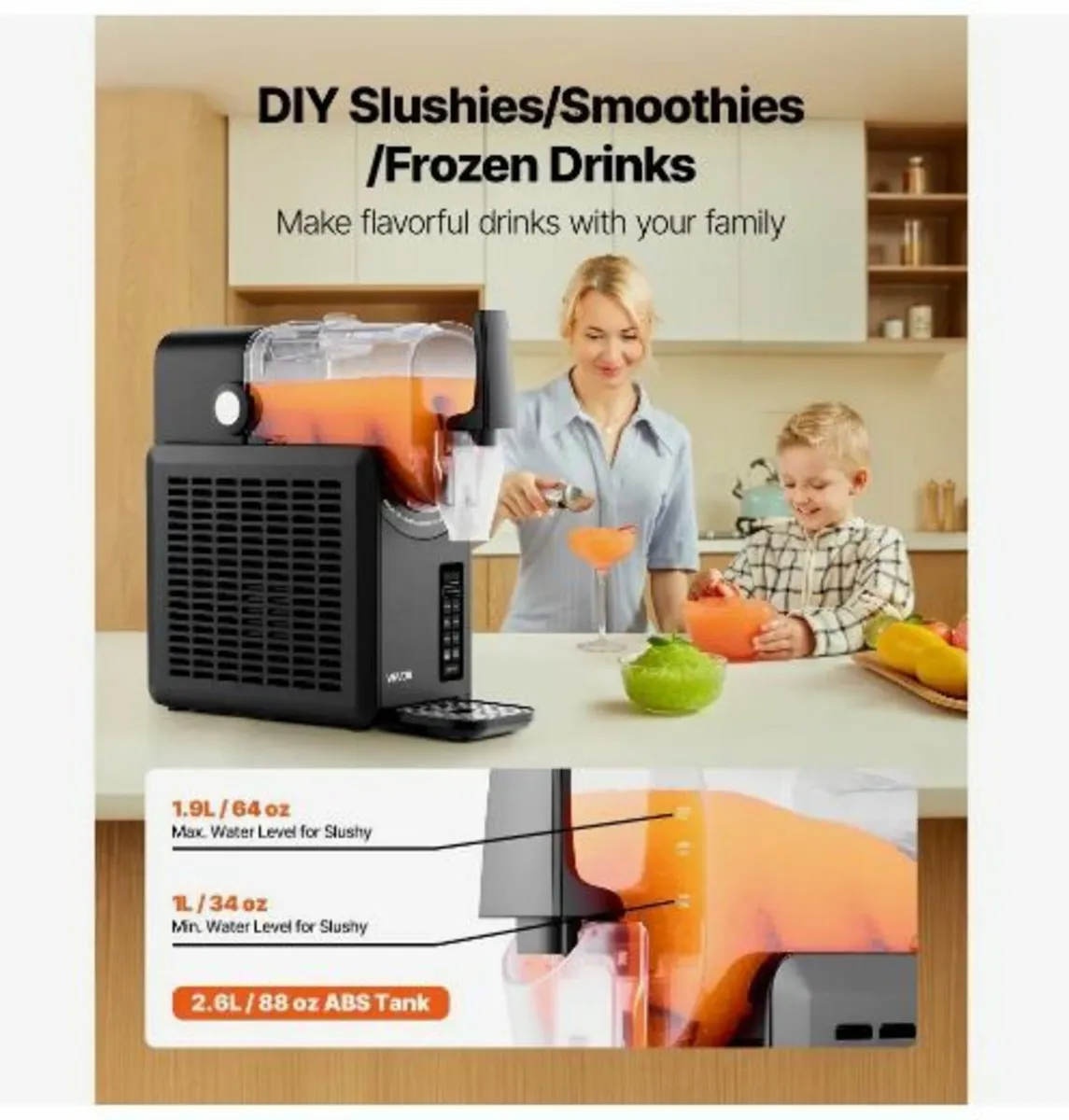 Slushie Machine, 2.6L/88oz No Ice Needed - Image 3