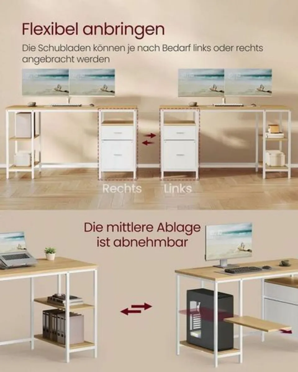 Large Office Desk for Dual Monitors 140cm Desk wit - Image 4