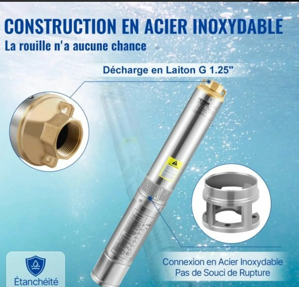 Deep Well Submersible Water Pump 750W Borehole Far - Image 3