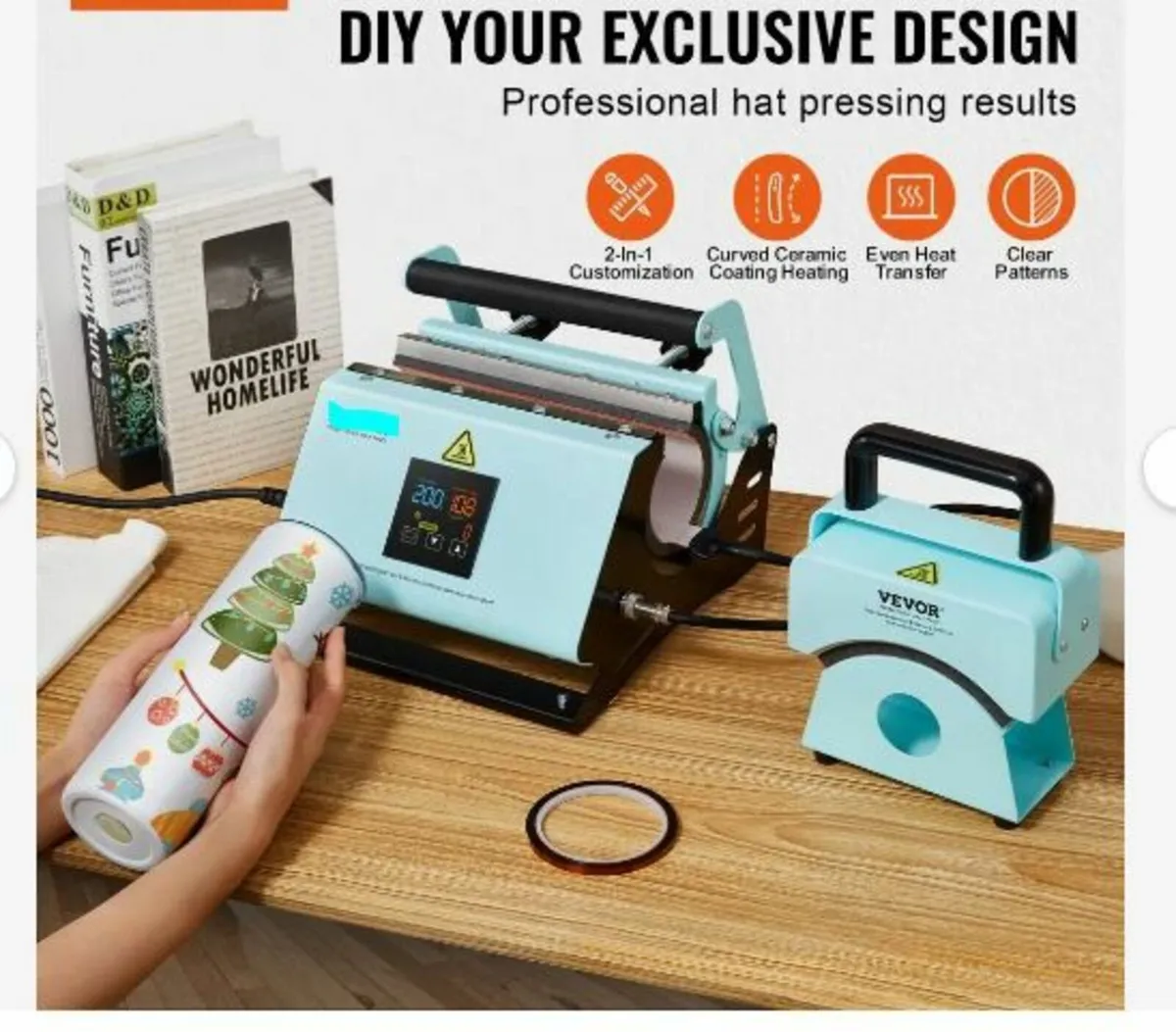 2 in 1 Tumbler and Hat Heat Press Machine - Image 3