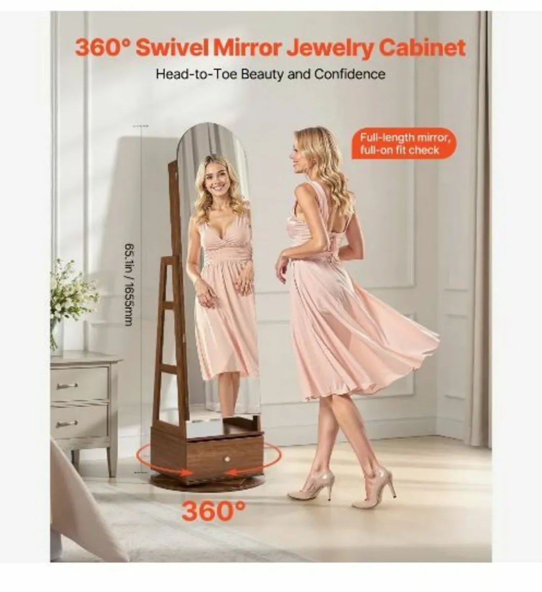 360° Swivel Jewelry Cabinet, 1655 mm - Image 2