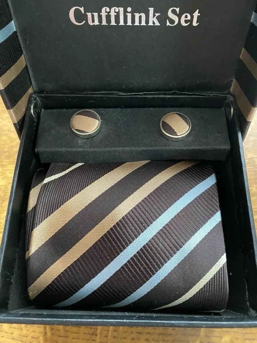 NEW Henri Ross Cufflinks and Tie Set in Box - Image 1