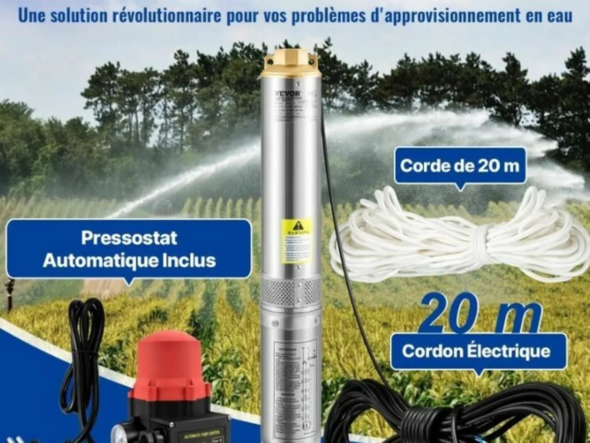 Deep Well Submersible Water Pump 750W Borehole Far - Image 2