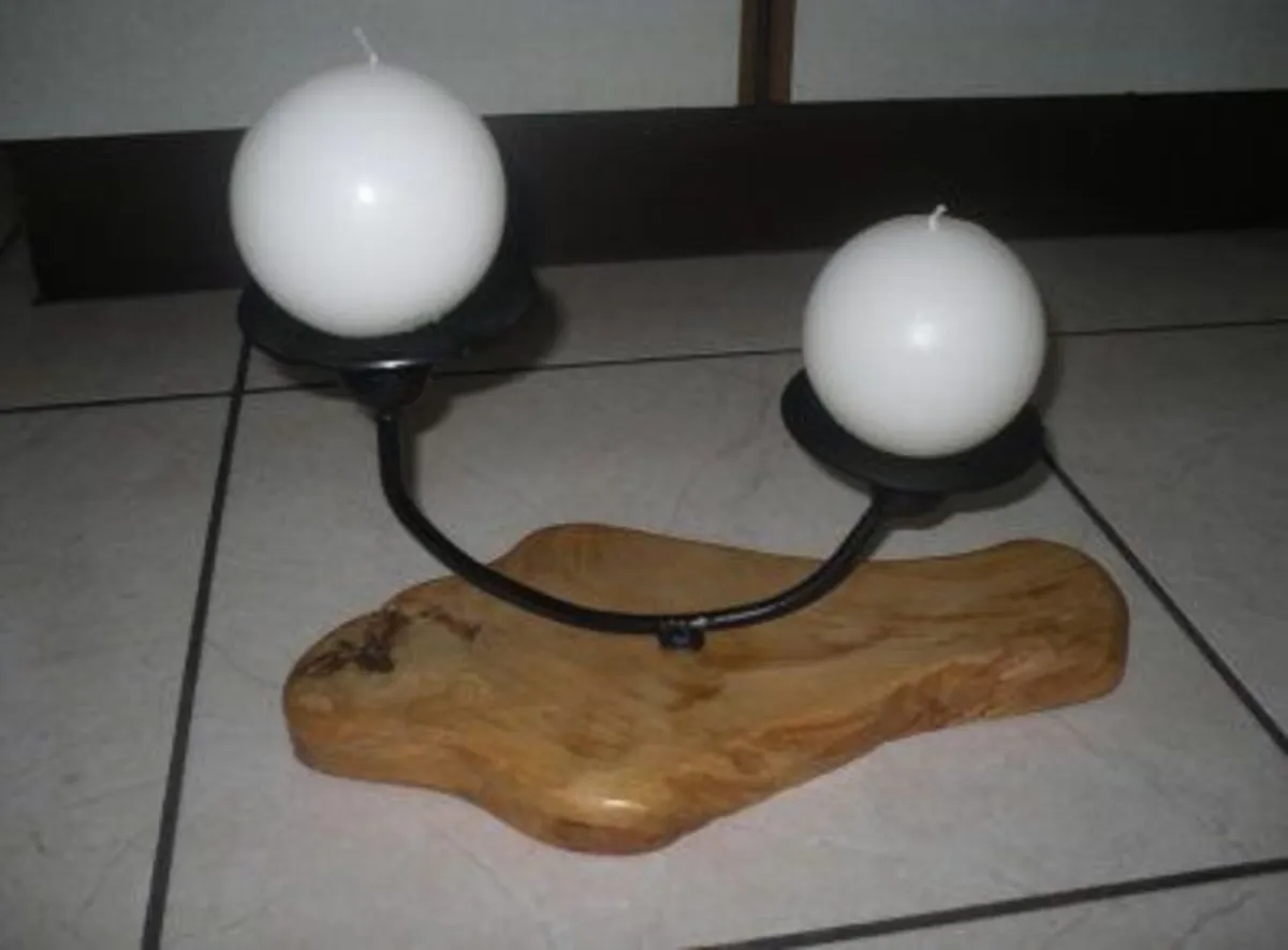 BRAND NEW Candle Holder on Wooden Base - Image 2