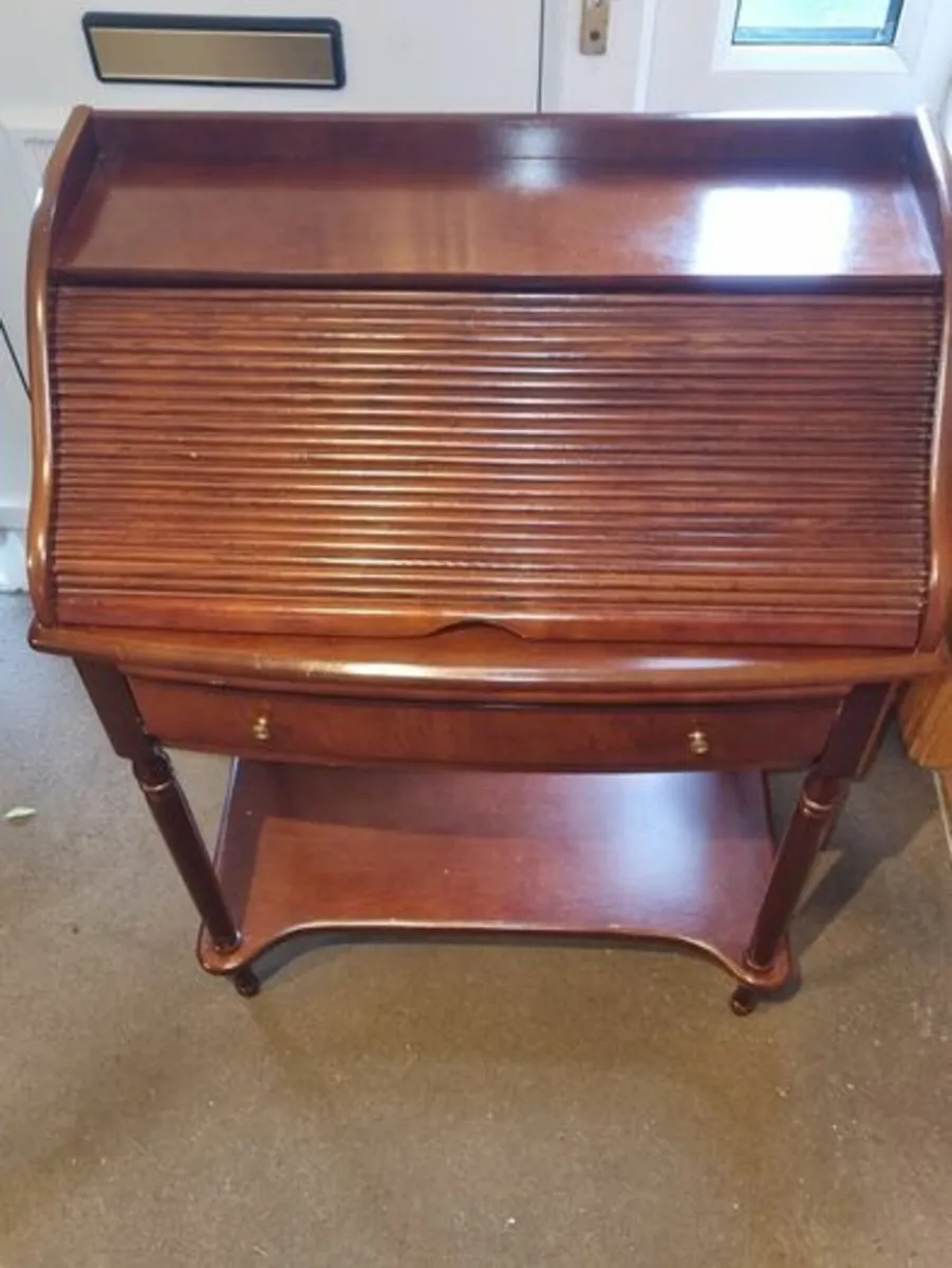 Danish Mid Century Tambour Roll-Top Desk - Image 2