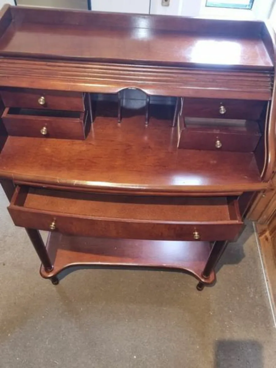 Danish Mid Century Tambour Roll-Top Desk - Image 4