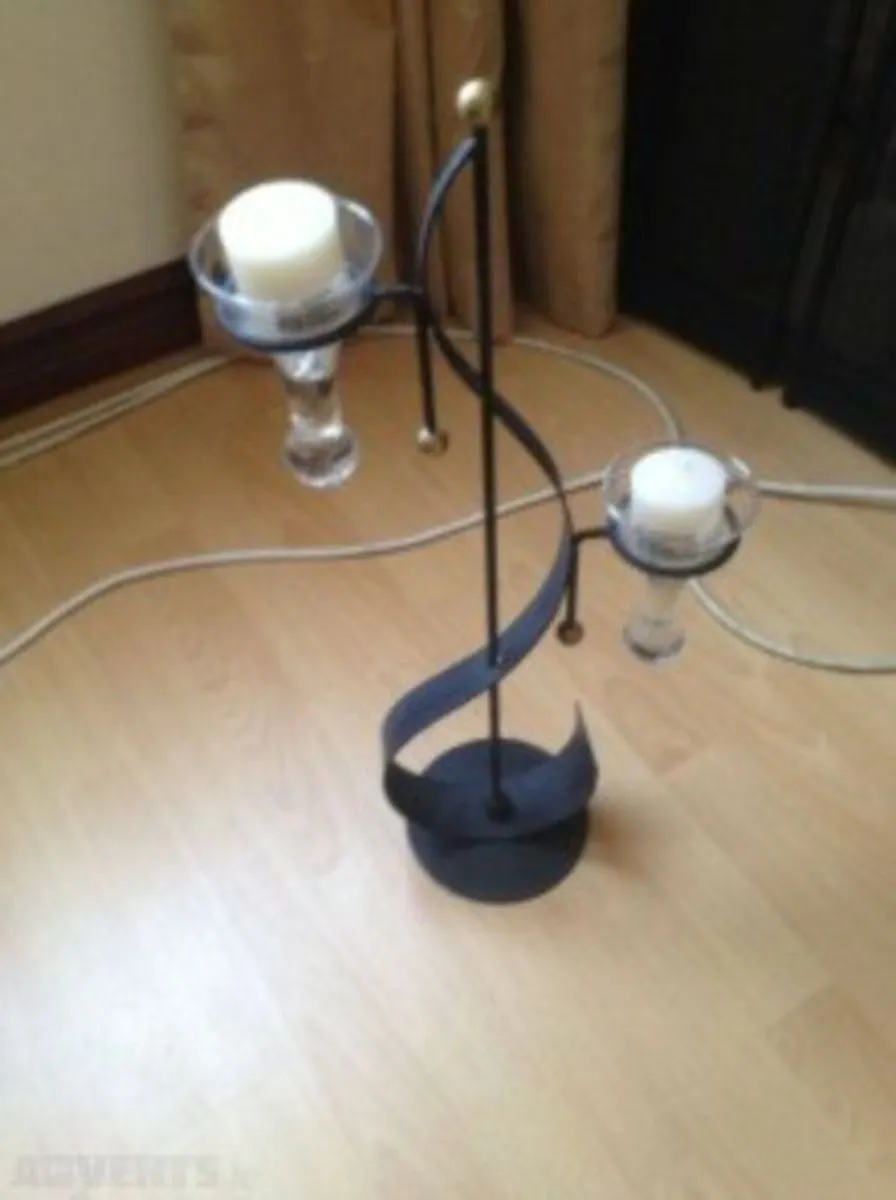 NEW Cast Iron Candle Holder with Candles - Image 2