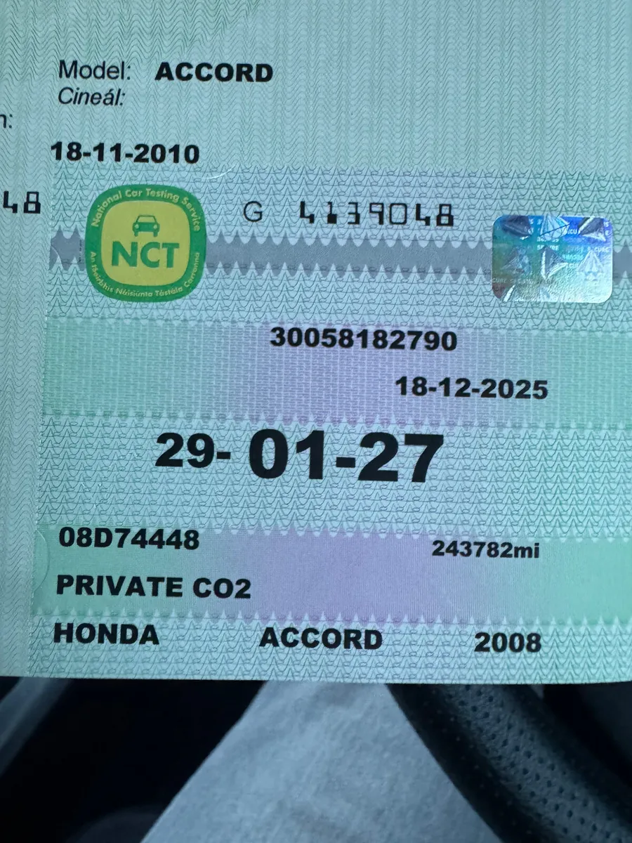 Honda Accord 2008 new nct 01 27 taxed - Image 4