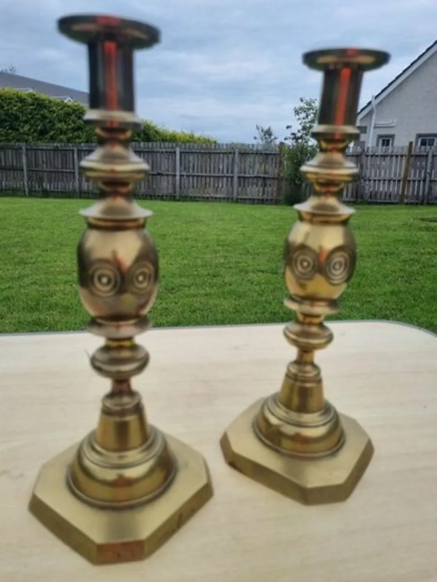 Edwardian Brass Candle Sticks - Image 3