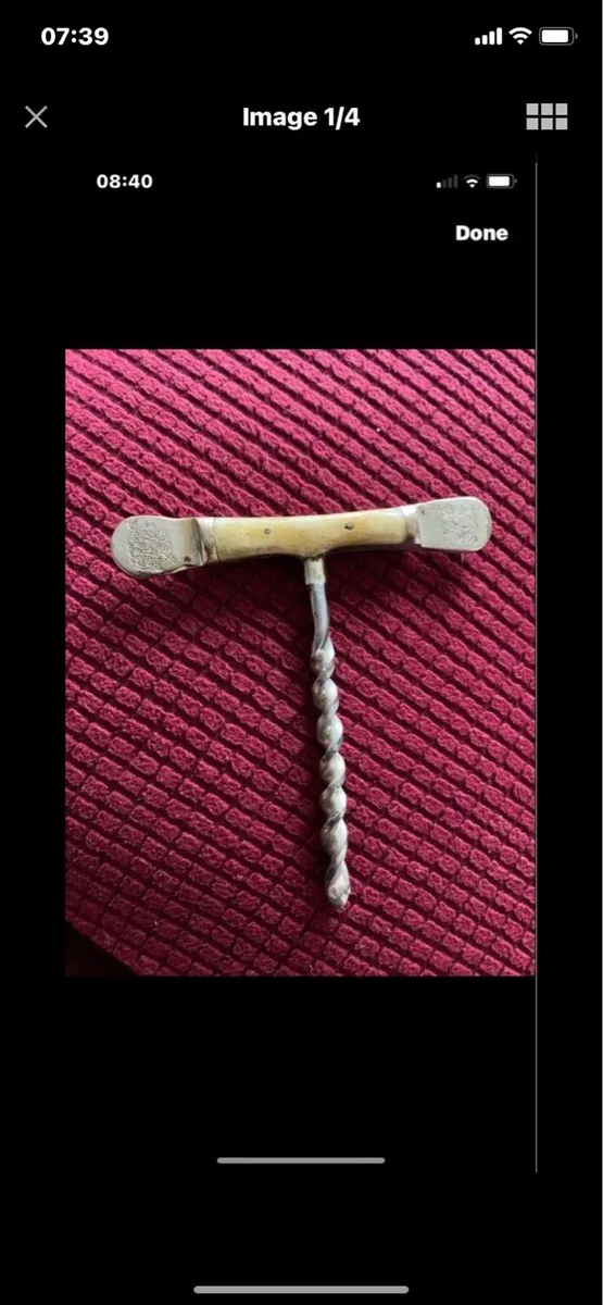Antique Metal & Bone Corkscrew - Image 1