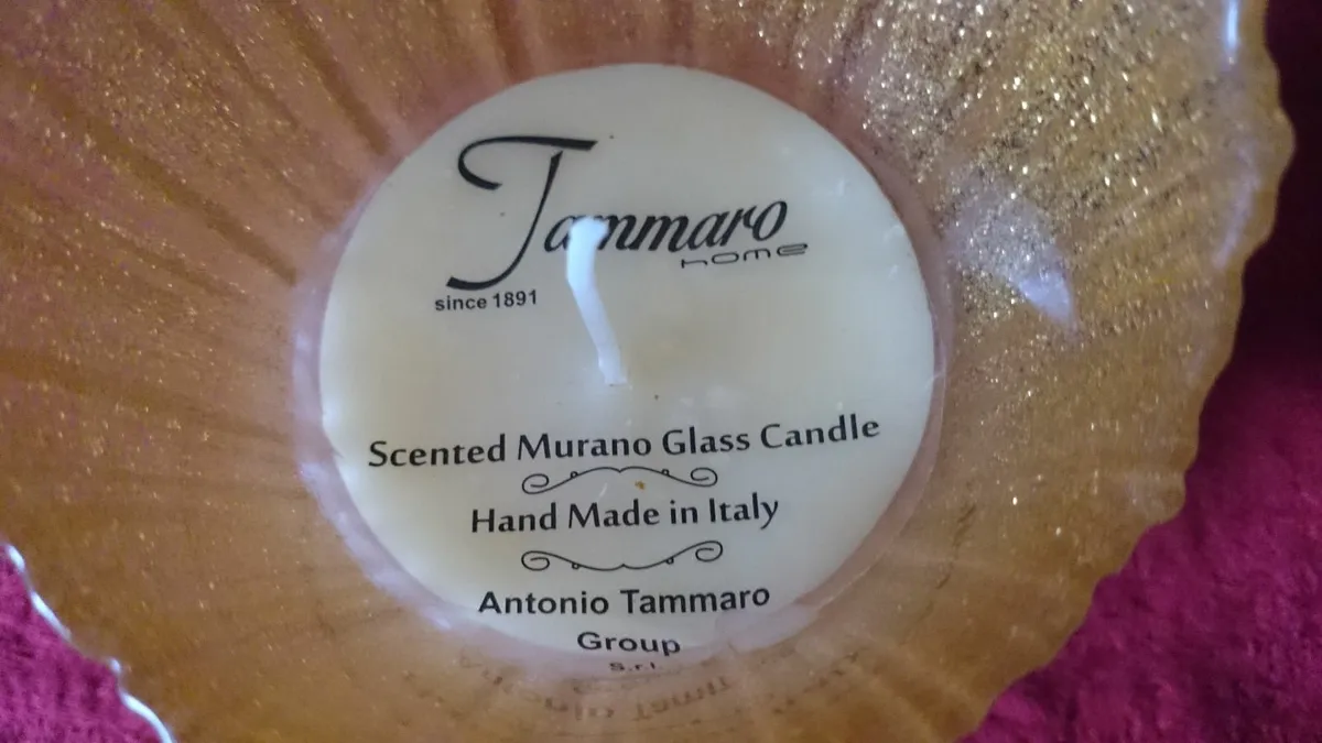 Italian Tammaro Murano Golden Glass Scented Candle - Image 1