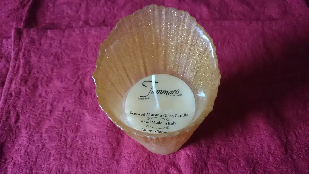 Italian Tammaro Murano Golden Glass Scented Candle - Image 2