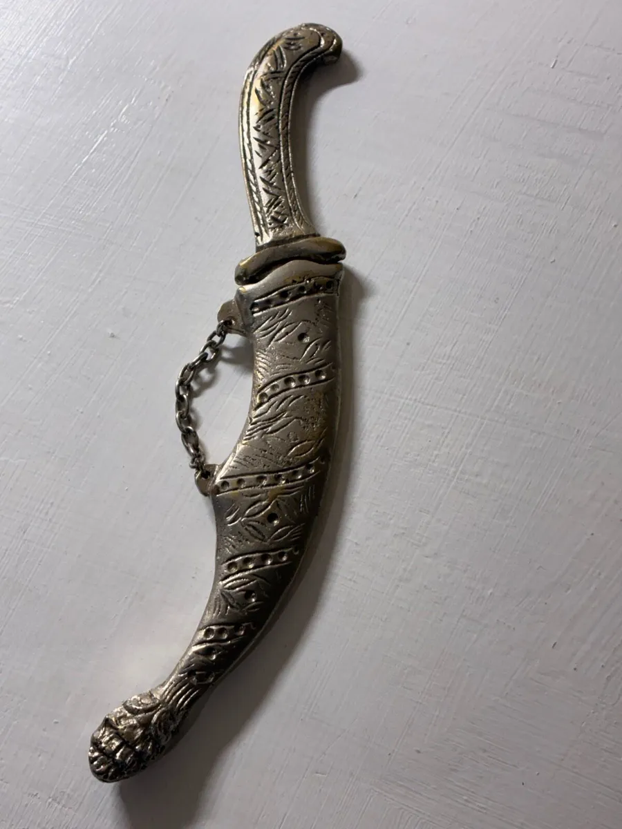Antique Brass silver plated dagger - Image 1