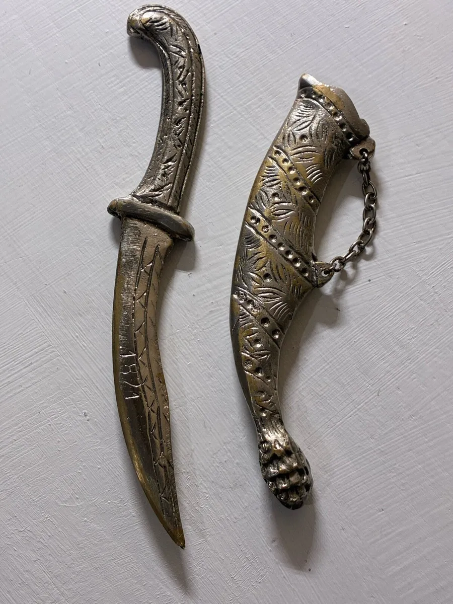 Antique Brass silver plated dagger - Image 3