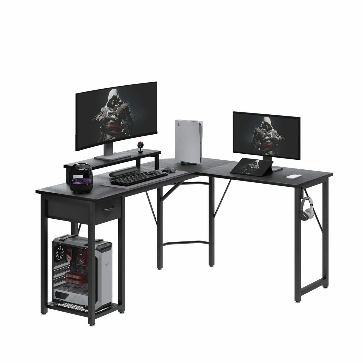 Computer desk L-shaped with Large Monitor Stand - Image 1