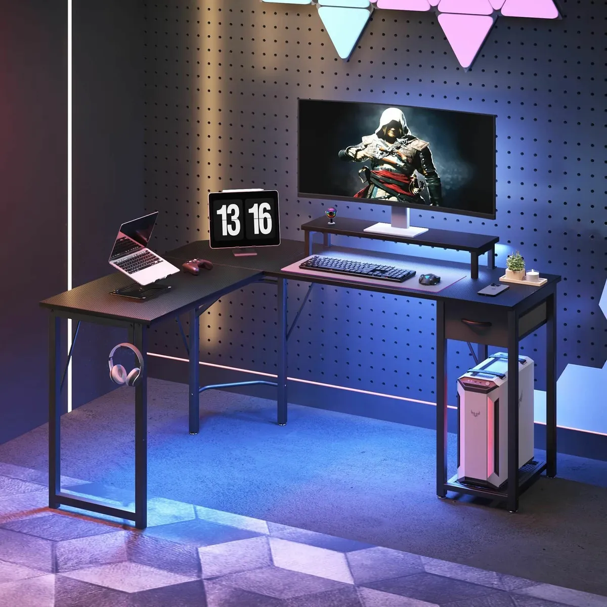 Computer desk L-shaped with Large Monitor Stand - Image 2