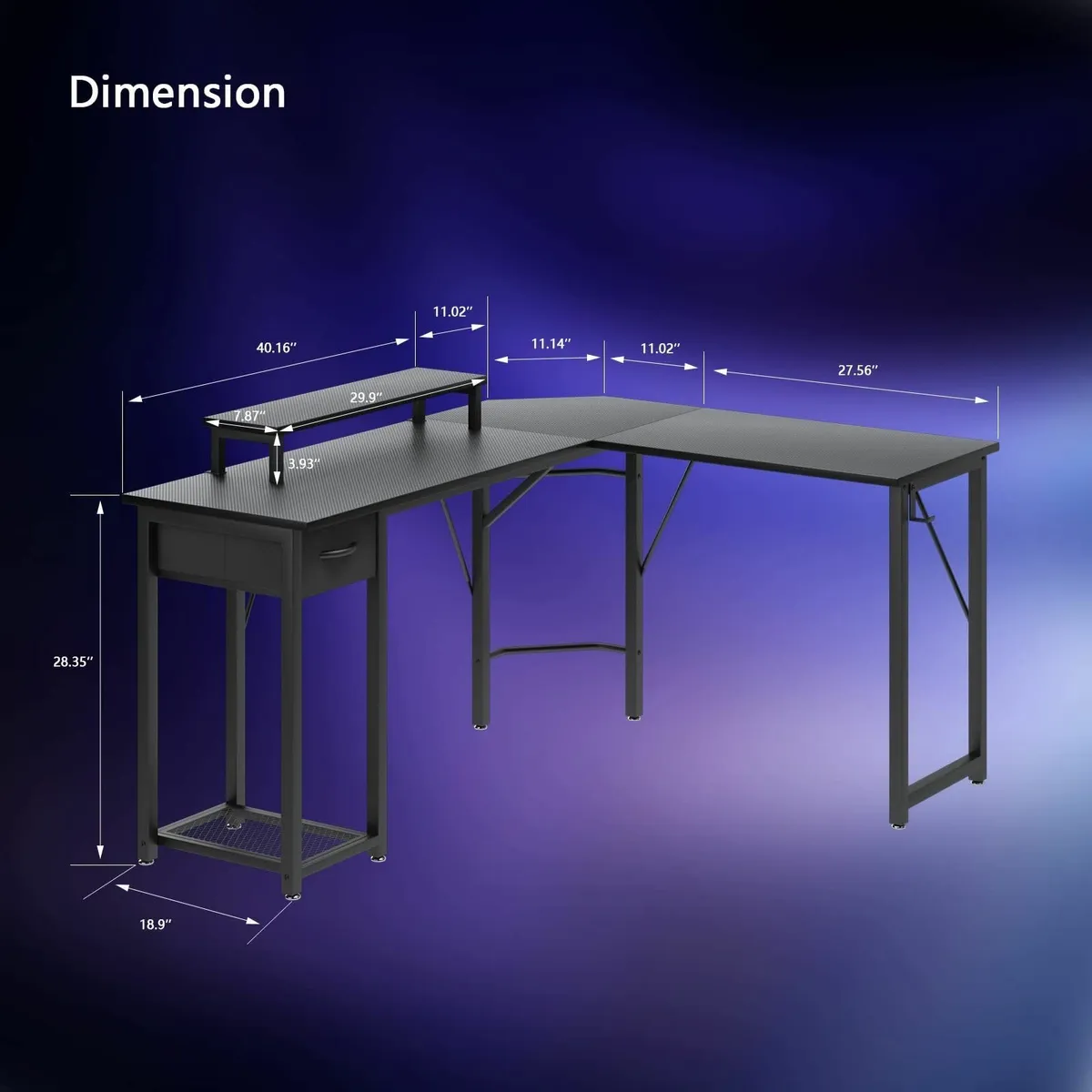 Computer desk L-shaped with Large Monitor Stand - Image 3
