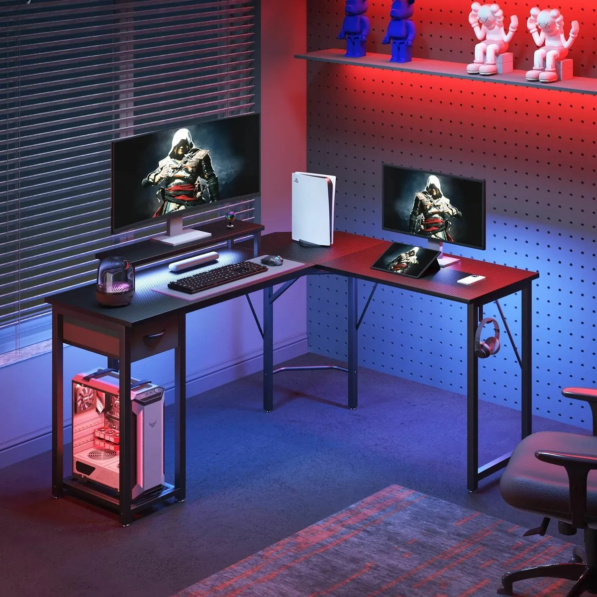 Computer desk L-shaped with Large Monitor Stand - Image 4