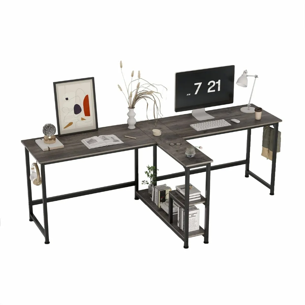 83.7 Two Person Desk Computer with Storage - Image 1