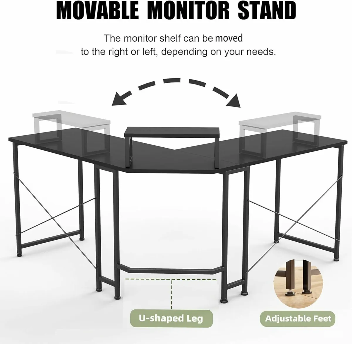 Corner Desk 50 L Shaped Gaming with Removable - Image 3