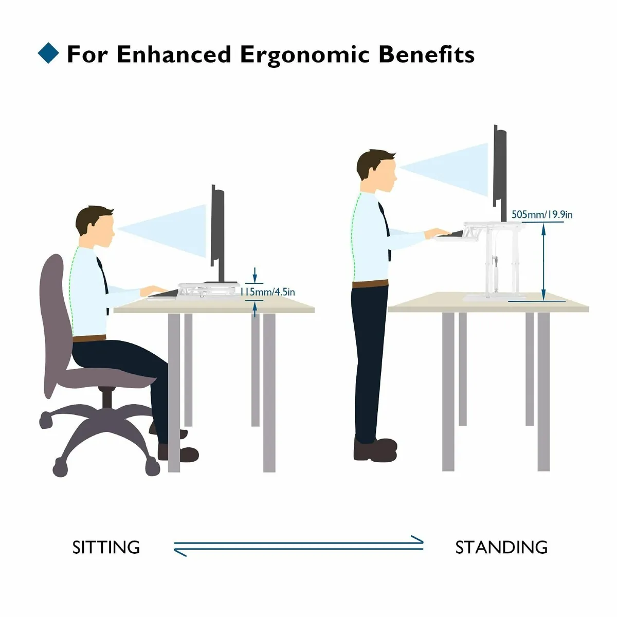 Standing Desk Converter 32in/80cm Height-Adjustabl - Image 4