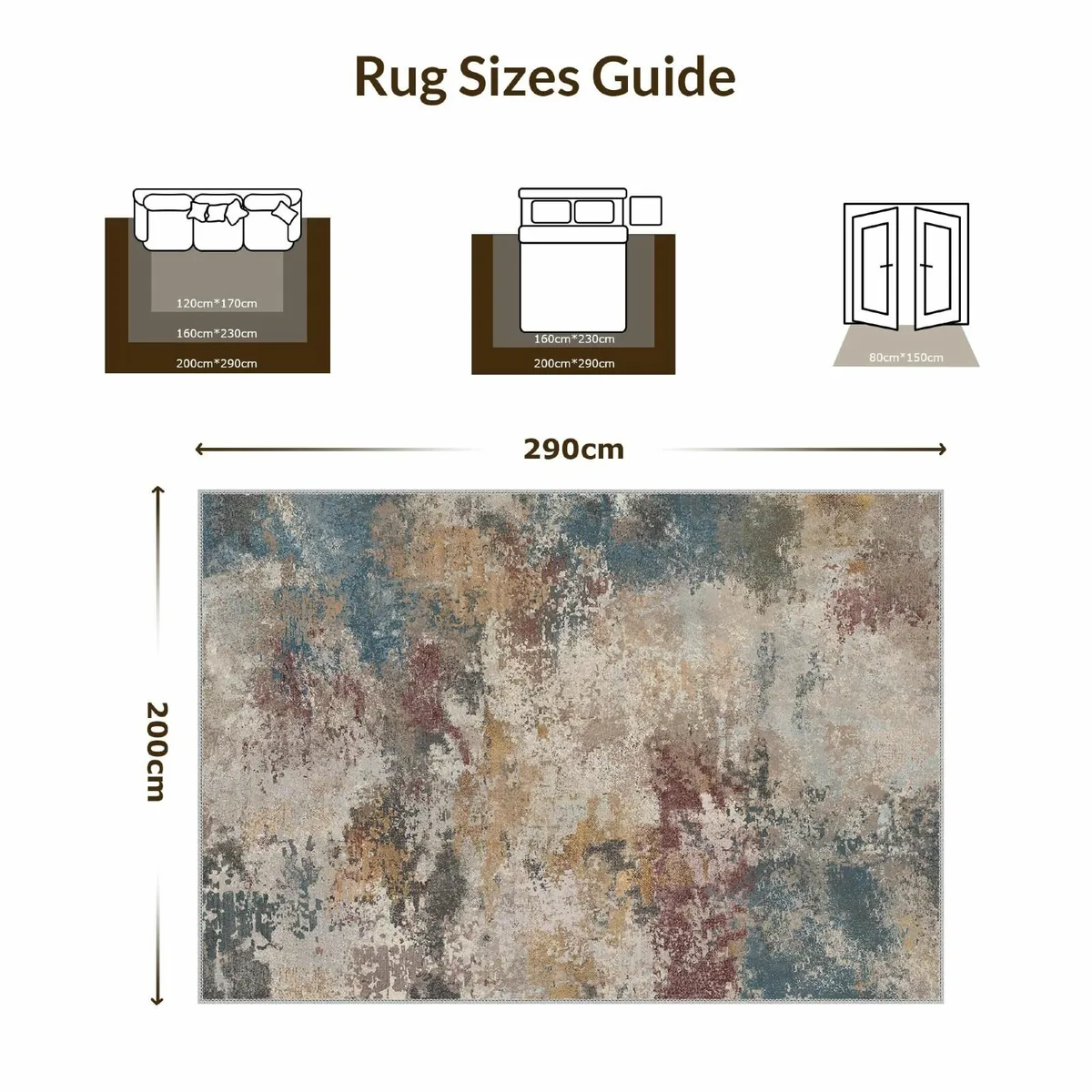 Rugs Living Room 200x290cm - Washable Large Rug - Image 2