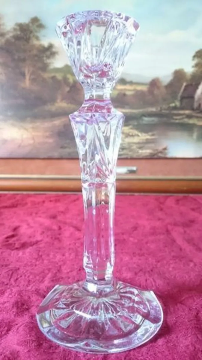 9 Inches Tall Cut Crystal Candle Holder - Image 2