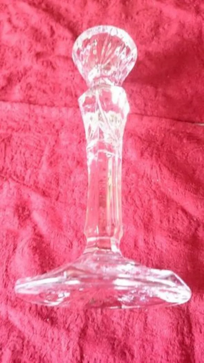 9 Inches Tall Cut Crystal Candle Holder - Image 3