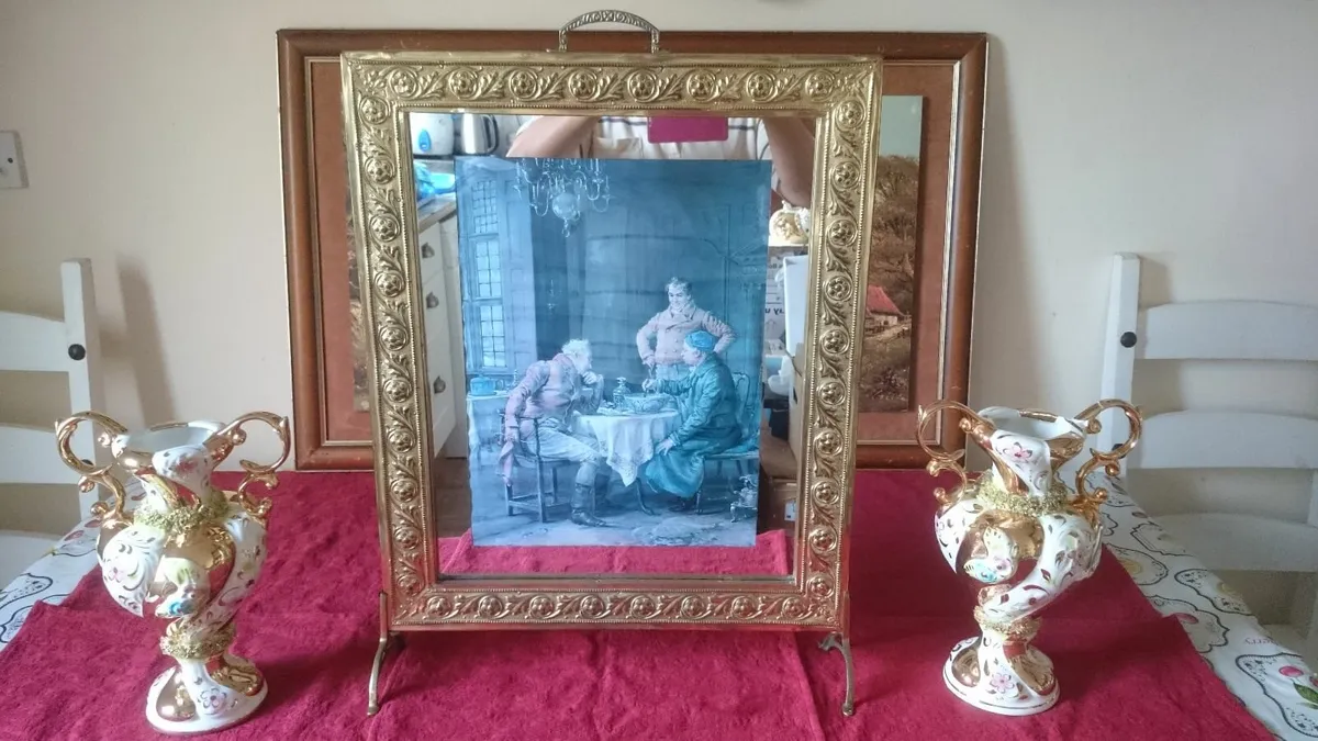 Antique Art Deco Solid Brass 26" Fireplace Screen - Image 2