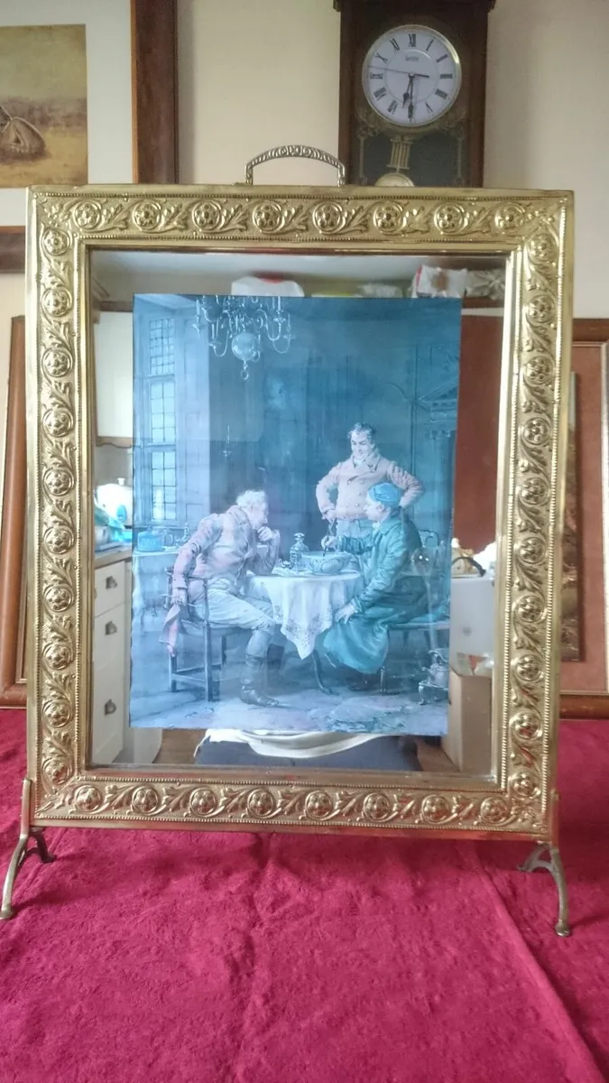 Antique Art Deco Solid Brass 26" Fireplace Screen - Image 3